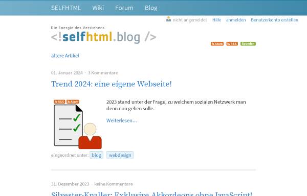 Vorschau von blog.selfhtml.org, SELFHTML aktuell Weblog