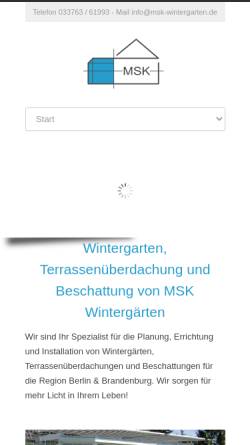 Vorschau der mobilen Webseite msk-wintergarten.de, MSK Wintergärten GmbH
