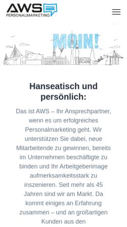 Vorschau der mobilen Webseite aws-personalmarketing.de, AWS-Werbeagentur Peters & Abraham GmbH