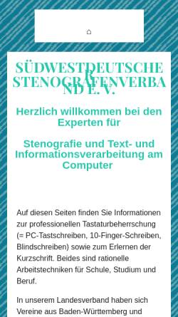 Vorschau der mobilen Webseite www.steno-bw.de, Südwestdeutscher Stenografenverband e. V.