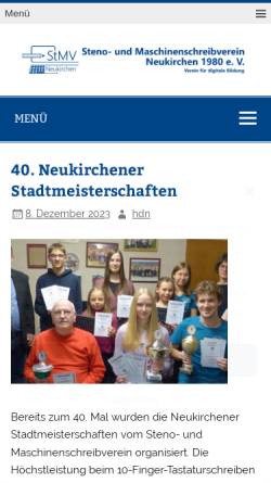 Vorschau der mobilen Webseite www.stmv.de, Steno- und Maschinenschreibverein Neukirchen