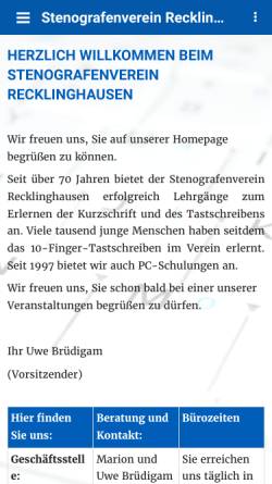 Vorschau der mobilen Webseite www.stenografenverein-recklinghausen.de, Stenografenverein Recklinghausen