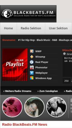 Vorschau der mobilen Webseite www.blackbeats.fm, BlackBeats.FM