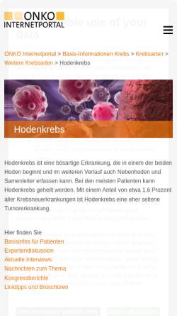 Vorschau der mobilen Webseite www.krebsgesellschaft.de, Hodenkrebs