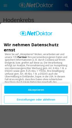 Vorschau der mobilen Webseite www.netdoktor.de, Netdoktor: Hodenkrebs