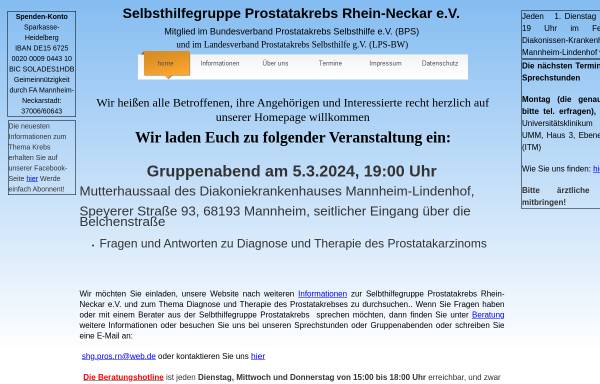 Vorschau von www.selbsthilfegruppe-prostatakrebs.de, Selbsthilfegruppe Prostatakrebs Rhein-Neckar