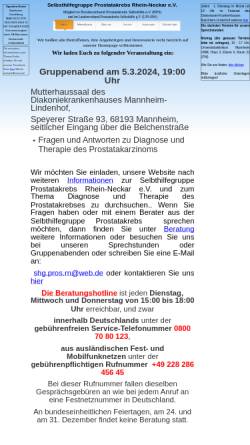 Vorschau der mobilen Webseite www.selbsthilfegruppe-prostatakrebs.de, Selbsthilfegruppe Prostatakrebs Rhein-Neckar