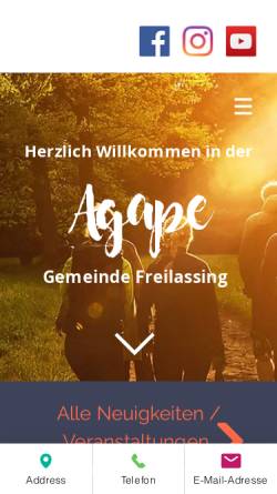 Vorschau der mobilen Webseite www.agape-gemeinde-freilassing.de, agape Gemeinde