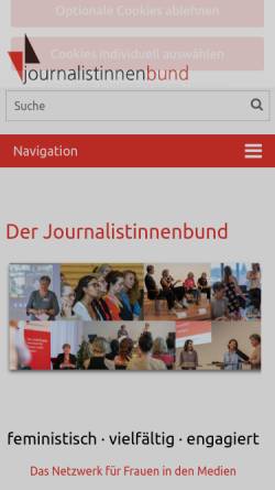 Vorschau der mobilen Webseite www.journalistinnen.de, Deutscher Journalistinnenbund