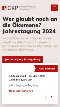 Vorschau der mobilen Webseite www.gkp.de, Gesellschaft katholischer Publizisten Deutschlands e.V. (GKP)