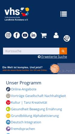 Vorschau der mobilen Webseite www.vhs-konstanz-singen.de, VHS Konstanz-Singen e.V.