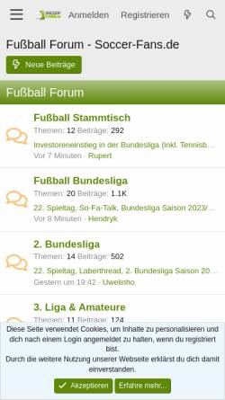 Vorschau der mobilen Webseite www.soccer-fans.de, Soccer-Fans