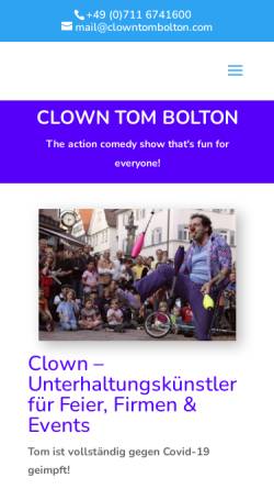 Vorschau der mobilen Webseite www.clowntombolton.com, Clown Tom Bolton