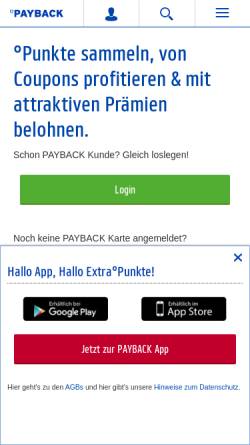 Vorschau der mobilen Webseite www.payback.de, Payback GmbH