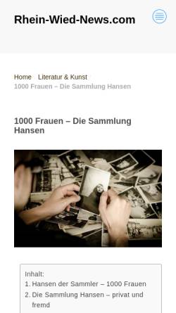 Vorschau der mobilen Webseite www.1000frauen.de, Die Sammlung Hansen - 1000 Frauen