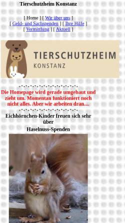 Vorschau der mobilen Webseite www.tierschutzheim.de, Tierschutzverein Konstanz und Umgebung e.V.