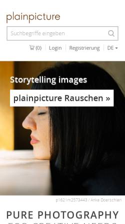 Vorschau der mobilen Webseite www.plainpicture.de, Plainpicture Online-Bildagentur ohg