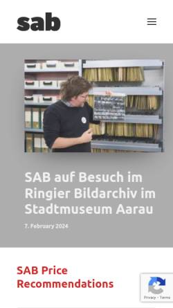 Vorschau der mobilen Webseite sab-photo.ch, SAB/ASBI - Schweizerische Arbeitsgemeinschaft der Bild-Agenturen und -Archive