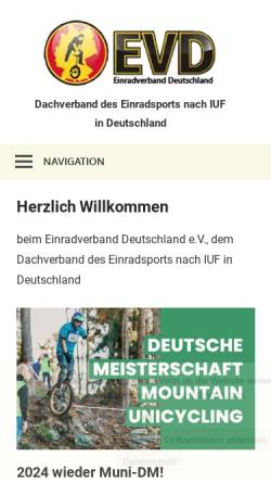 Vorschau der mobilen Webseite www.einradverband.de, Einradverband Deutschland