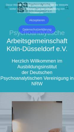 Vorschau der mobilen Webseite www.psa-kd.de, Psychoanalytische Arbeitsgemeinschaft Köln-Düsseldorf e.V.