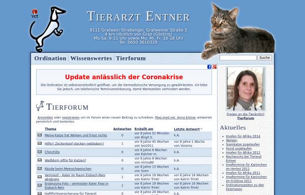 Vorschau von www.tierarzt-entner.at, Tierforum von Tierärztin Mag.med.vet. Anna Entner