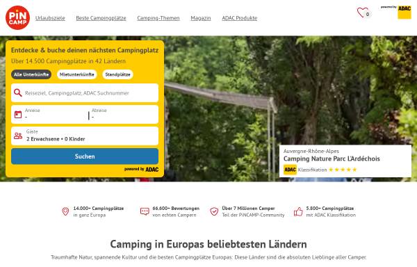 Vorschau von campingfuehrer.adac.de, ADAC Camping-Caravaning-Führer