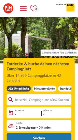 Vorschau der mobilen Webseite campingfuehrer.adac.de, ADAC Camping-Caravaning-Führer