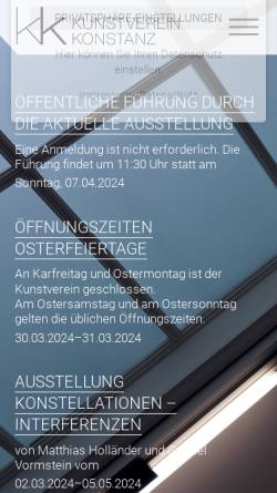 Vorschau der mobilen Webseite www.kunstverein-konstanz.de, Kunstverein Konstanz e.V.