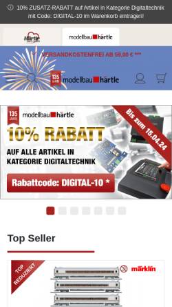 Vorschau der mobilen Webseite www.haertle.de, Spielwaren-Härtle, Matthias Franz