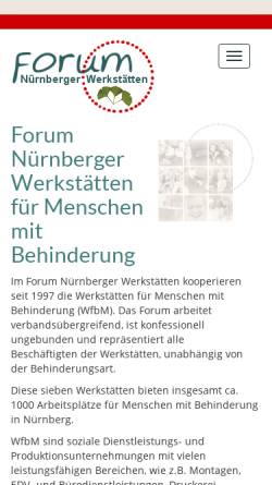Vorschau der mobilen Webseite www.behinderte-in-nuernberg.de, Forum Nürnberger Werkstätten