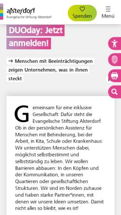 Vorschau der mobilen Webseite www.alsterdorf.de, Evangelische Stiftung Alsterdorf
