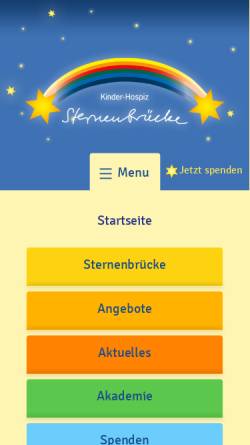 Vorschau der mobilen Webseite sternenbruecke.de, Kinder-Hospiz Sternenbrücke