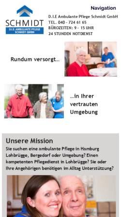 Vorschau der mobilen Webseite pflegedienstschmidt.de, Pflegedienst Schmidt