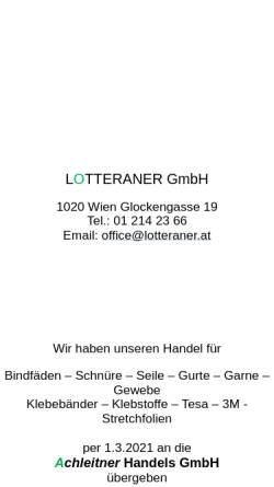 Vorschau der mobilen Webseite www.lotteraner.at, Ludwig Lotteraner GmbH