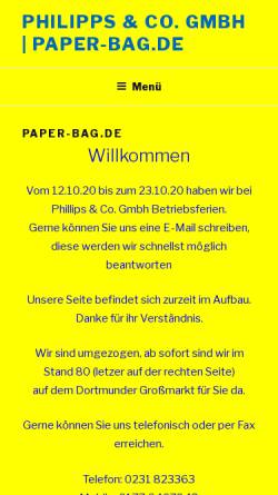 Vorschau der mobilen Webseite www.paper-bag.de, Philipps & Co. GmbH