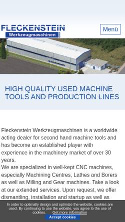 Vorschau der mobilen Webseite www.fleckenstein-machine.com, Fleckenstein Werkzeugmaschinen GmbH