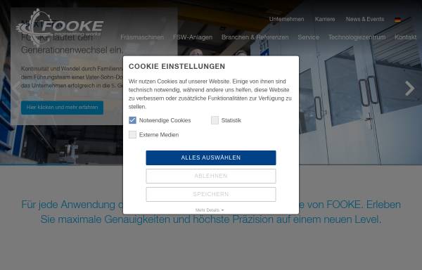 Vorschau von www.fooke-portalfraesmaschinen.de, Maschinenfabrik Fooke GmbH