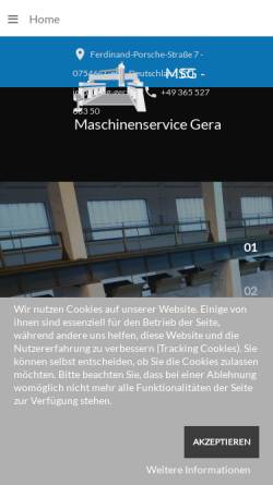 Vorschau der mobilen Webseite www.msg-gera.de, Maschinenservice Gera GmbH