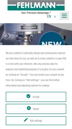 Vorschau der mobilen Webseite www.fehlmann.com, W. Fehlmann AG