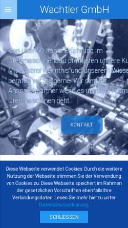 Vorschau der mobilen Webseite www.wachtler-gmbh.de, Wachtler GmbH Maschinenbau