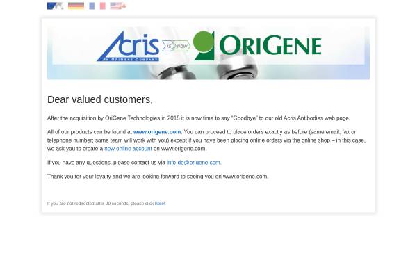Vorschau von www.acris-antibodies.com, Acris Antibodies GmbH