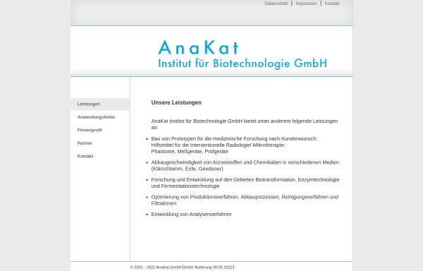 Vorschau von www.anakat.de, AnaKat - Institut für Biotechnologie GmbH