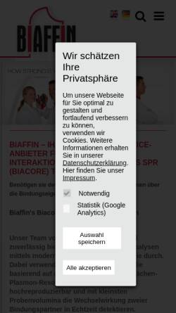 Vorschau der mobilen Webseite www.biaffin.de, Biaffin GmbH & Co KG
