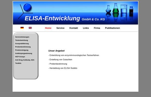 Vorschau von www.elisa-entwicklung.com, ELISA-Entwicklung - Dr. Mark Hennies