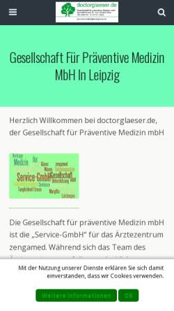 Vorschau der mobilen Webseite www.doctorglaeser.de, Gemeinschaftspraxis MR Dr. med. Margitta Gläser und Dr. med. Ulrich Gläser jun.