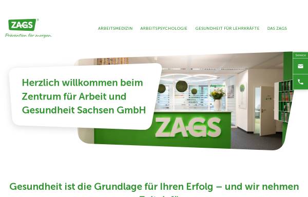 Vorschau von www.zags-dresden.de, Zentrum für Arbeit und Gesundheit Sachsen (ZAGS)