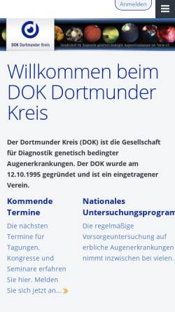 Vorschau der mobilen Webseite www.dok-vet.de, Dortmunder Kreis (DOK) Gesellschaft für Diagnostik genetisch bedingter Augenerkrankungen bei Tieren e.V.