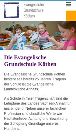 Vorschau der mobilen Webseite www.evgs-koethen.de, Evangelischen Grundschule Köthen