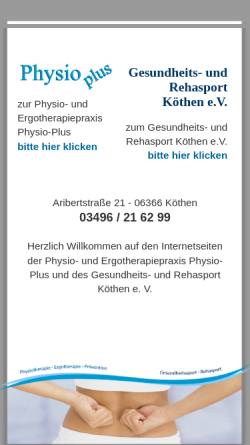 Vorschau der mobilen Webseite www.physio-plus-koethen.de, Praxis Mirella Murawski