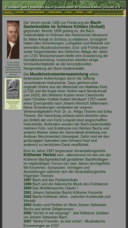Vorschau der mobilen Webseite www.bachfreunde-koethen.de, Freundes- und Förderkreis Bach-Gedenkstätte im Schloss Köthen (Anhalt) e.V.